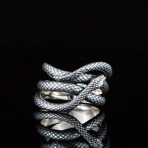 💎Trendy Multi Layer Snake Vintage Carved Silver Fashion Ring Women, UNVN12123